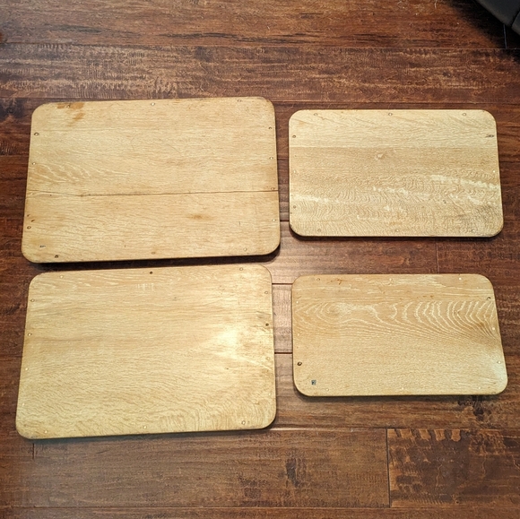 💘HOST PICK💘 VTG 50's MCM 4P Wooden W Metal Nesting Serving Trays - Picture 7 of 16